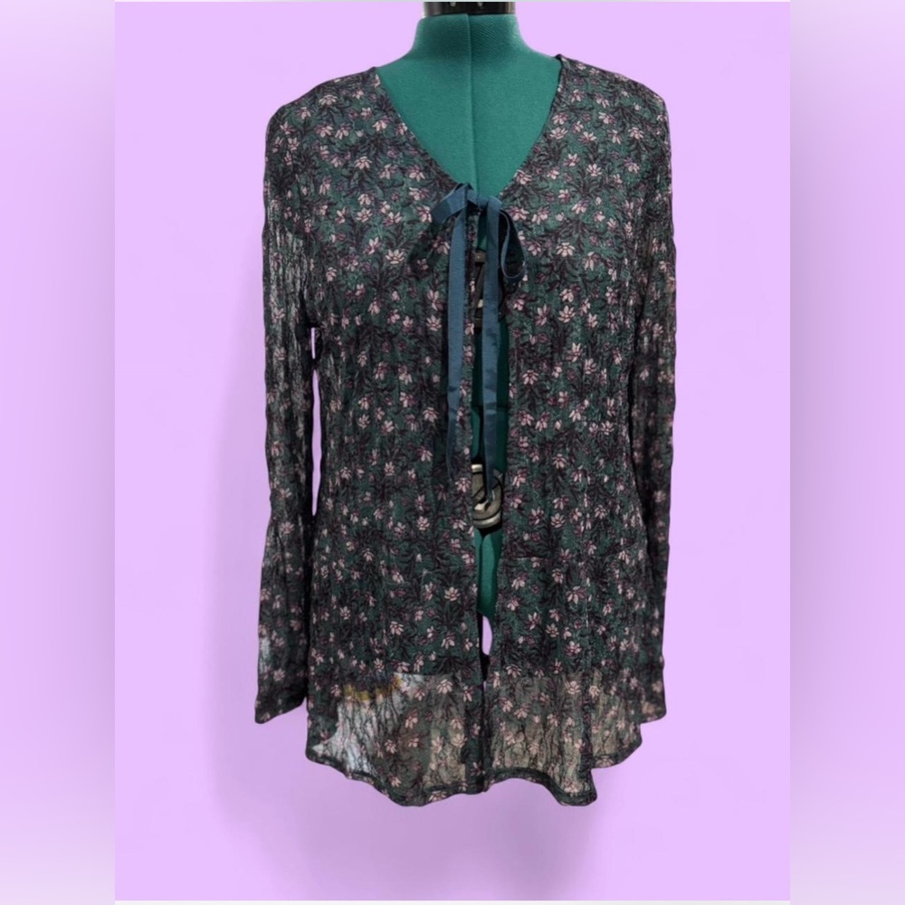 LOGO by Lori Goldstein Dark Floral Blouse